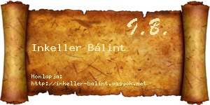Inkeller Bálint névjegykártya